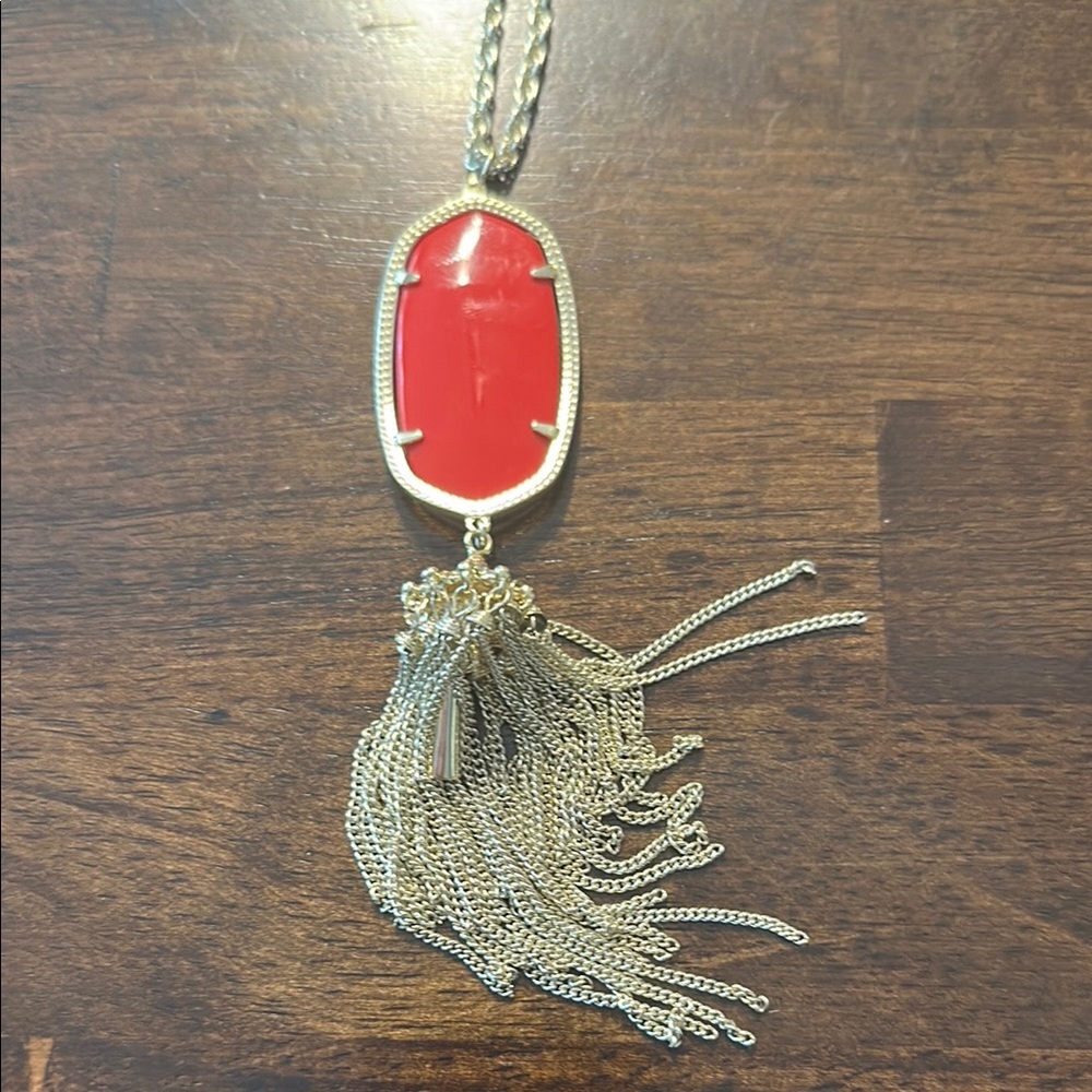Kendra Scott Red and Silver Necklace with Tassel